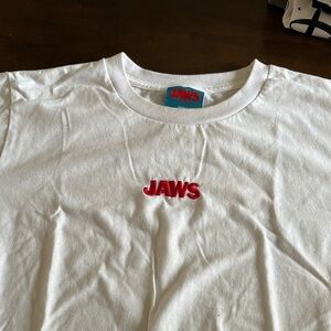 JAWS Classic White Tee with Red Logo